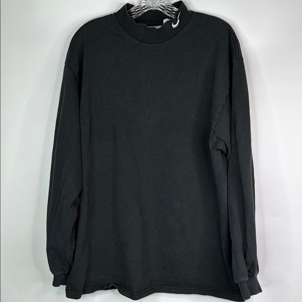 Vintage Nike Black Mock Neck Long Sleeve Shirt Size Large 90s